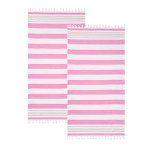 Coastal Resort Stripe Fouta 2 Piece Beach Towel with Tassels