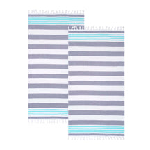 Coastal Resort Stripe Fouta 2 Piece Beach Towel with Tassels