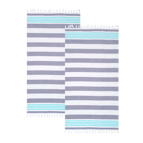 Coastal Resort Stripe Fouta 2 Piece Beach Towel with Tassels