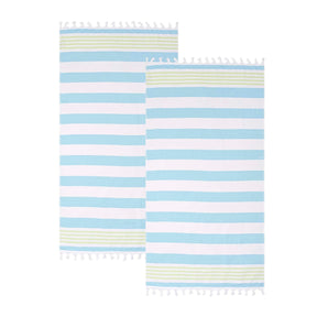 Coastal Resort Stripe Fouta 2 Piece Beach Towel with Tassels