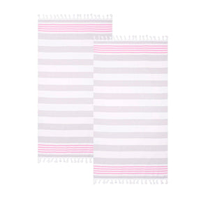 Coastal Resort Stripe Fouta 2 Piece Beach Towel with Tassels