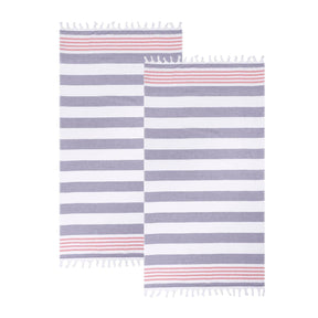 Coastal Resort Stripe Fouta 2 Piece Beach Towel with Tassels