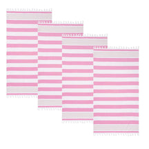 Coastal Resort Stripe Fouta 4 Piece Beach Towel with Tassels