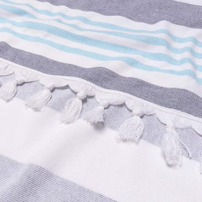 Coastal Resort Stripe Fouta 4 Piece Beach Towel with Tassels