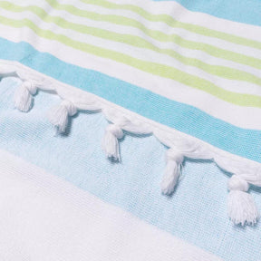 Coastal Resort Stripe Fouta 4 Piece Beach Towel with Tassels