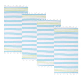 Coastal Resort Stripe Fouta 4 Piece Beach Towel with Tassels