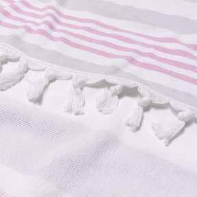 Coastal Resort Stripe Fouta 4 Piece Beach Towel with Tassels