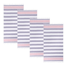 Coastal Resort Stripe Fouta 4 Piece Beach Towel with Tassels