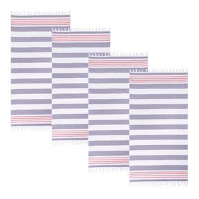 Coastal Resort Stripe Fouta 4 Piece Beach Towel with Tassels