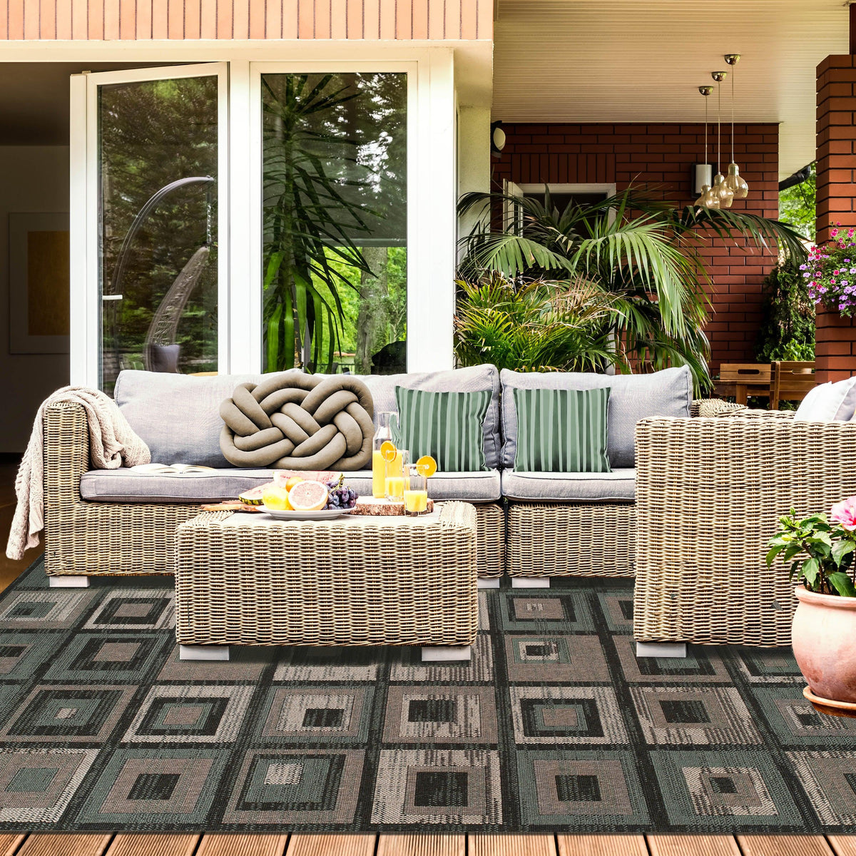 Colburn Geometric Indoor Outdoor Rugs Weather Resistant Area Rug