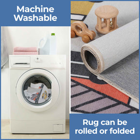 Construction Zone Non-Slip Kids Playroom  Washable Indoor Area Rug