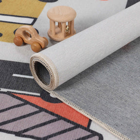 Construction Zone Non-Slip Kids Playroom  Washable Indoor Area Rug