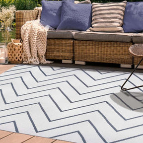 Contemporary Chevron Zig-Zag Indoor Outdoor Area Rug