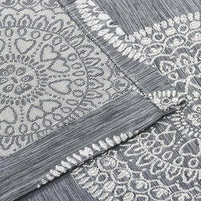 Cordon Jacquard Grommet Floral Medallion Curtain Panel Set