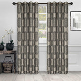 Cordon Jacquard Grommet Floral Medallion Curtain Panel Set