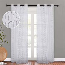 Cormac Printed Geometric Trellis Sheer Curtain Set of 2 Panels