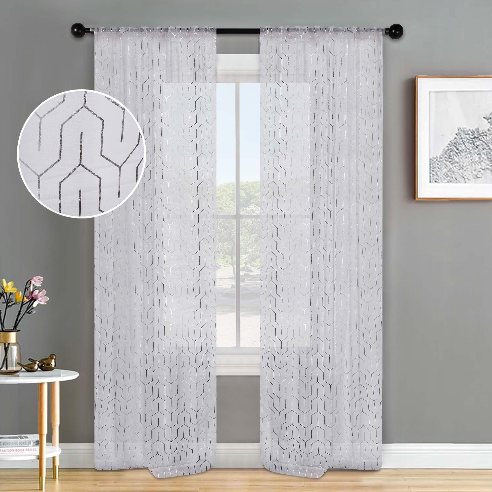 Cormac Printed Geometric Trellis Sheer Curtain Set of 2 Panels