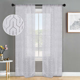 Cormac Printed Geometric Trellis Sheer Curtain Set of 2 Panels