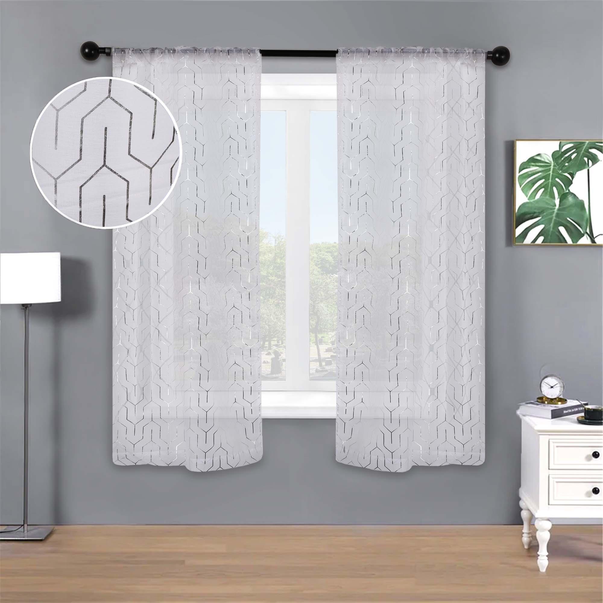 Cormac Printed Geometric Trellis Sheer Curtain Set of 2 Panels