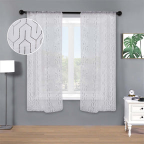 Cormac Printed Geometric Trellis Sheer Curtain Set of 2 Panels