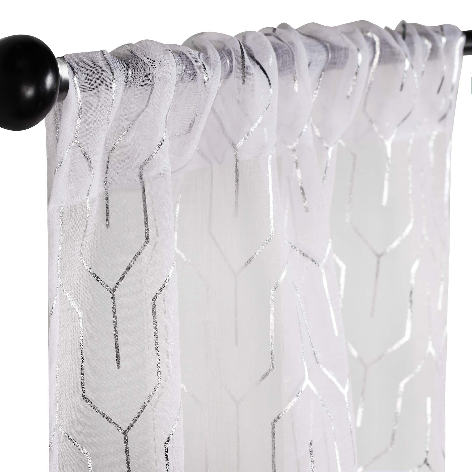 Cormac Printed Geometric Trellis Sheer Curtain Set of 2 Panels