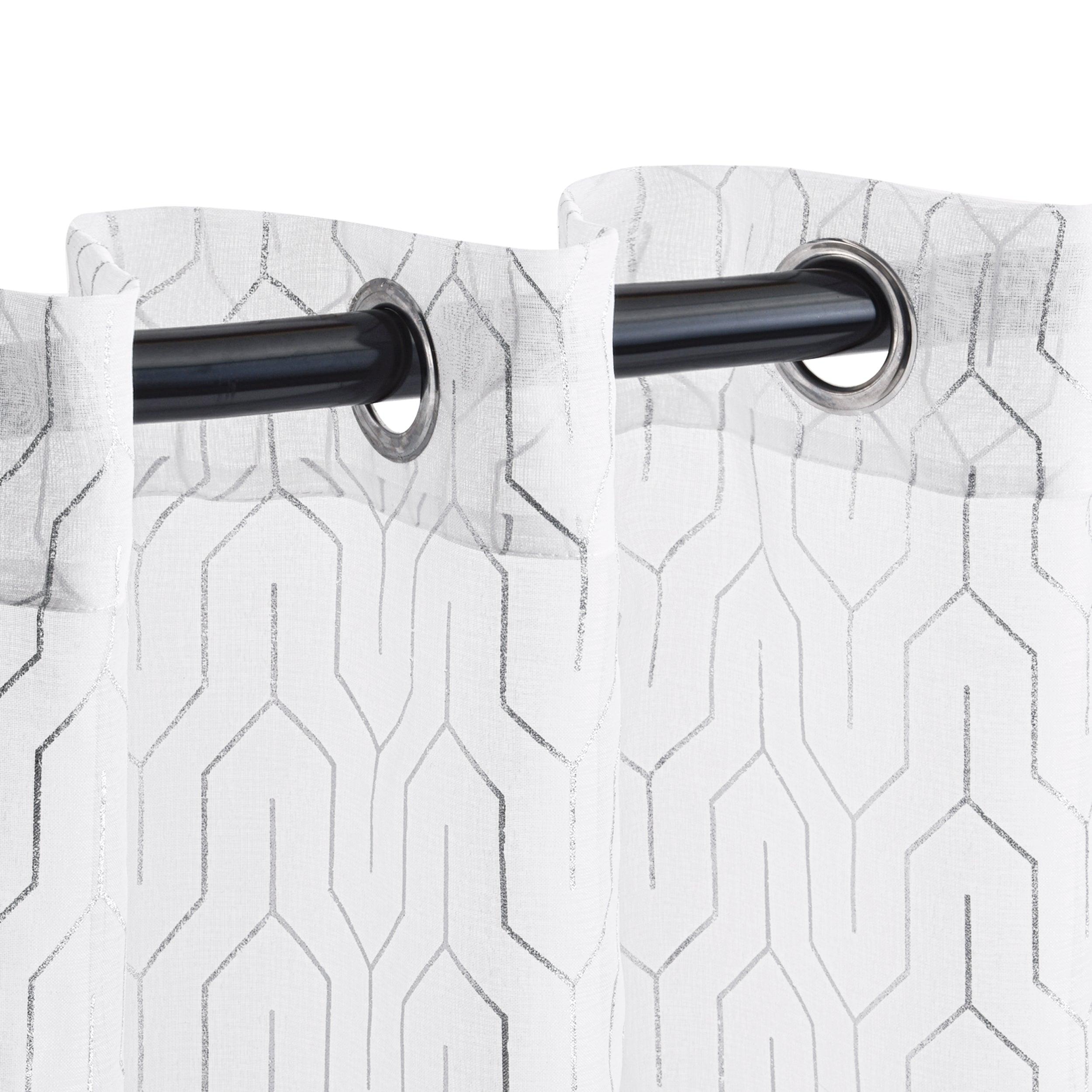 Cormac Printed Geometric Trellis Sheer Curtain Set of 2 Panels