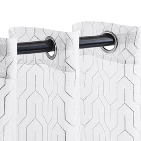 Cormac Printed Geometric Trellis Sheer Curtain Set of 2 Panels