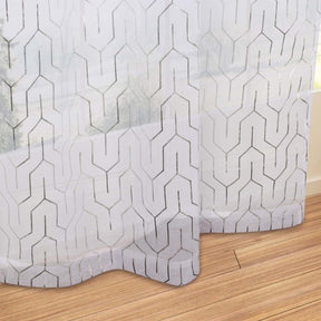 Cormac Printed Geometric Trellis Sheer Curtain Set of 2 Panels
