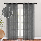 Cormac Printed Geometric Trellis Sheer Curtain Set of 2 Panels