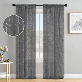 Cormac Printed Geometric Trellis Sheer Curtain Set of 2 Panels