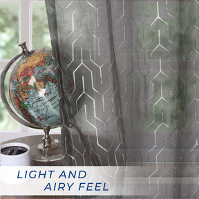 Cormac Printed Geometric Trellis Sheer Curtain Set of 2 Panels