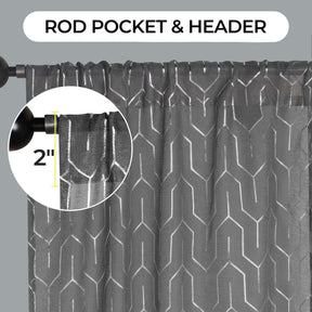 Cormac Printed Geometric Trellis Sheer Curtain Set of 2 Panels