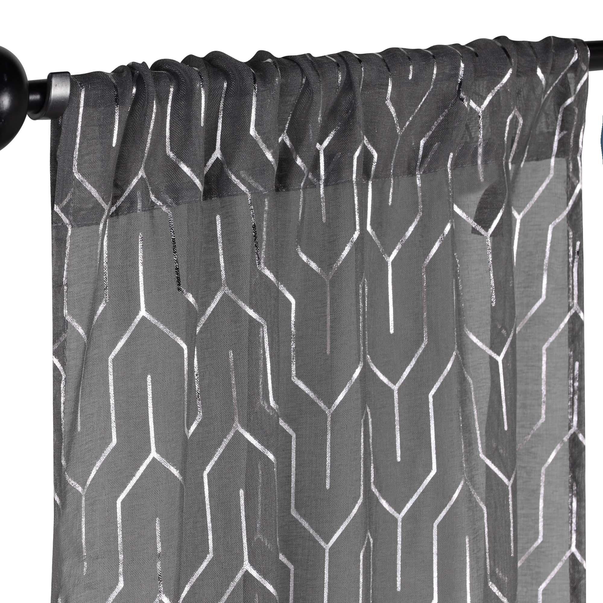 Cormac Printed Geometric Trellis Sheer Curtain Set of 2 Panels