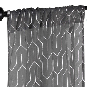 Cormac Printed Geometric Trellis Sheer Curtain Set of 2 Panels