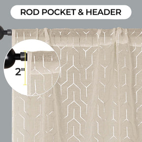 Cormac Printed Geometric Trellis Sheer Curtain Set of 2 Panels