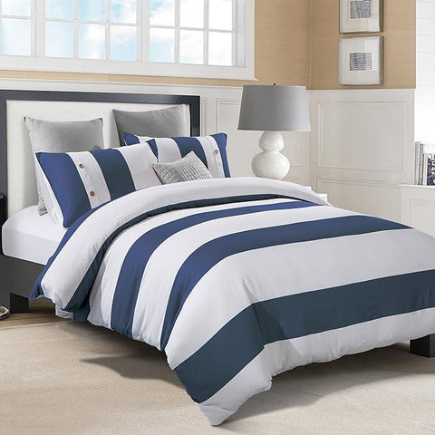 100% Cotton Nautical Stripe Duvet Cover Set Cotton