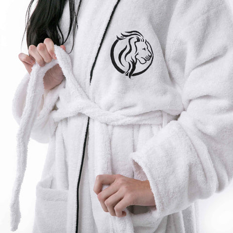 Cotton Embroidered Bathrobe Adults Unisex Bath Robe for Men and Women