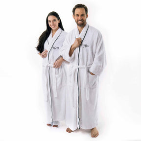 Cotton Embroidered Bathrobe Adults Unisex Bath Robe for Men and Women