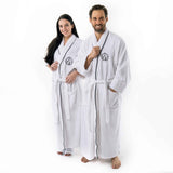 Cotton Embroidered Bathrobe Adults Unisex Bath Robe for Men and Women