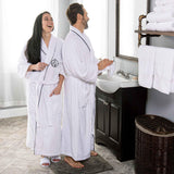 Cotton Embroidered Bathrobe Adults Unisex Bath Robe for Men and Women