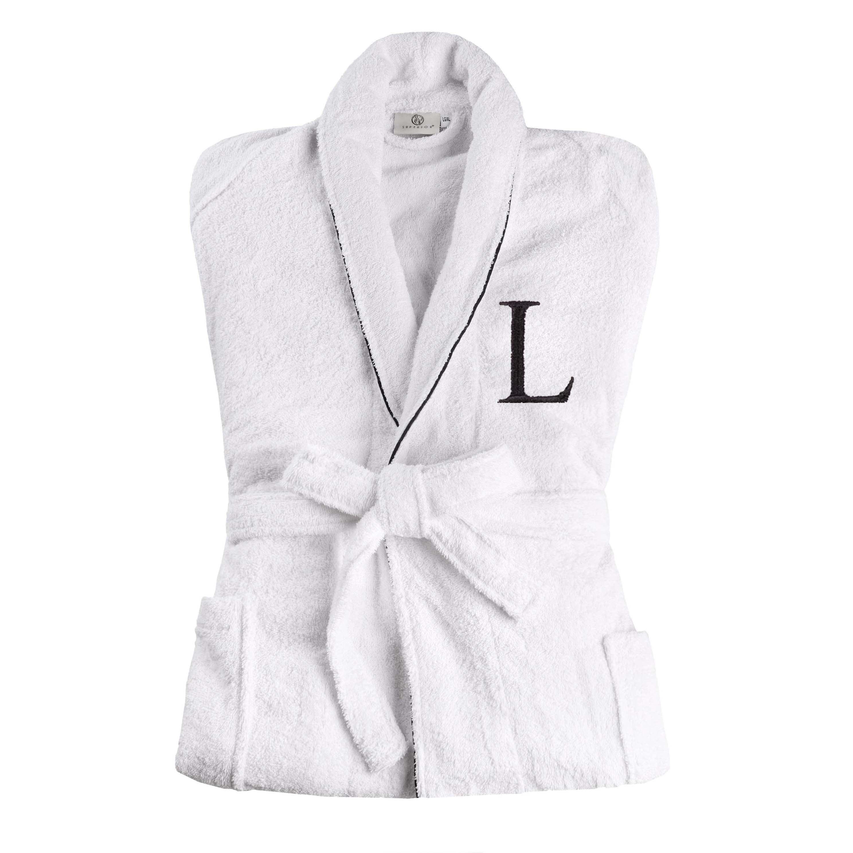 Cotton Embroidered Bathrobe Adults Unisex Bath Robe for Men and Women