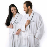 Cotton Embroidered Bathrobe Adults Unisex Bath Robe for Men and Women