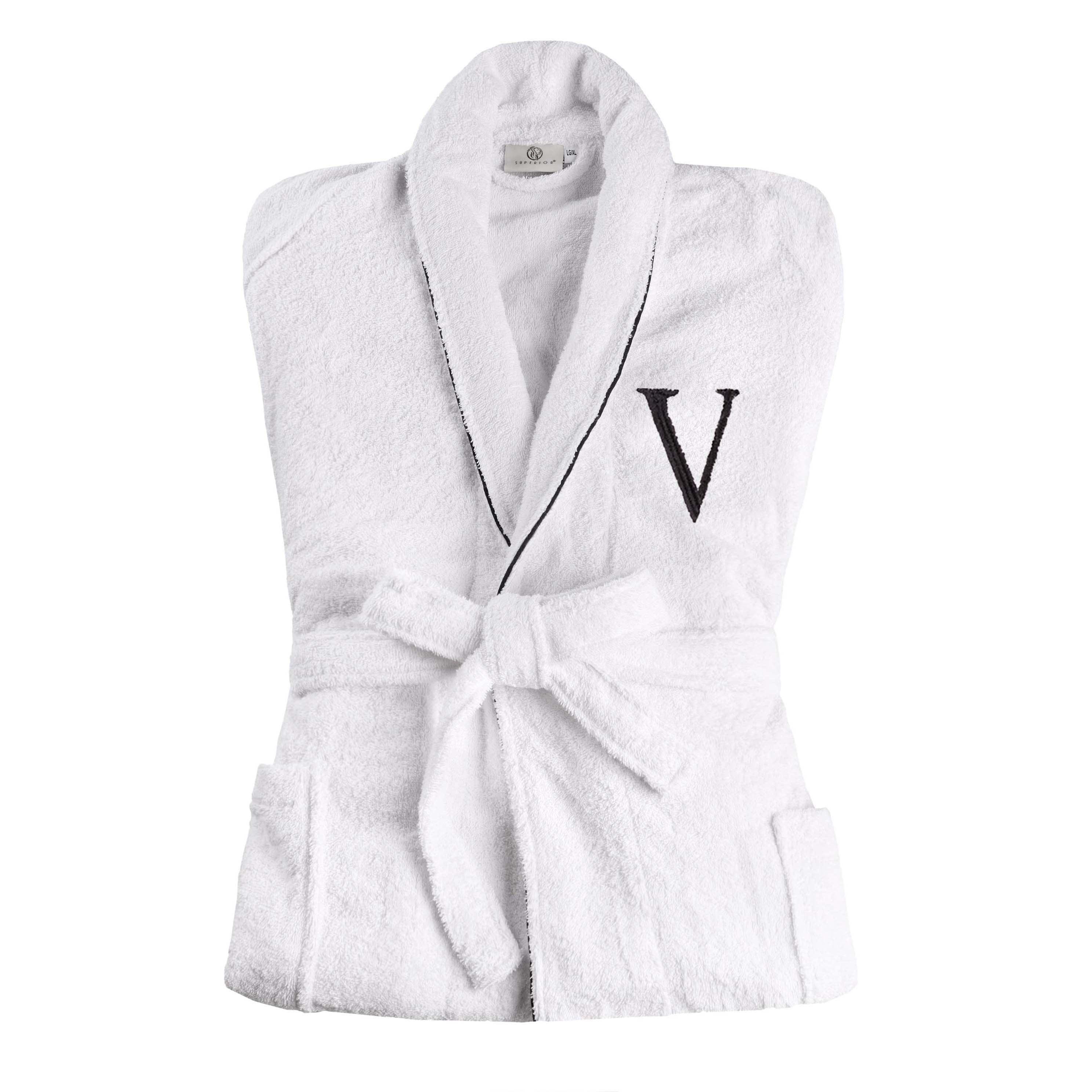Cotton Embroidered Bathrobe Adults Unisex Bath Robe for Men and Women
