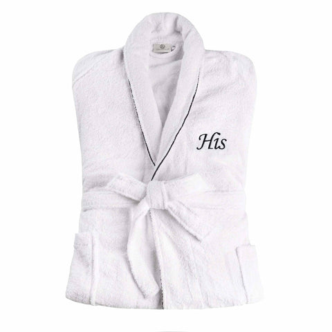 Cotton Embroidered Bathrobe Adults Unisex Bath Robe for Men and Women