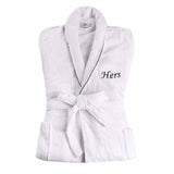 Cotton Embroidered Bathrobe Adults Unisex Bath Robe for Men and Women