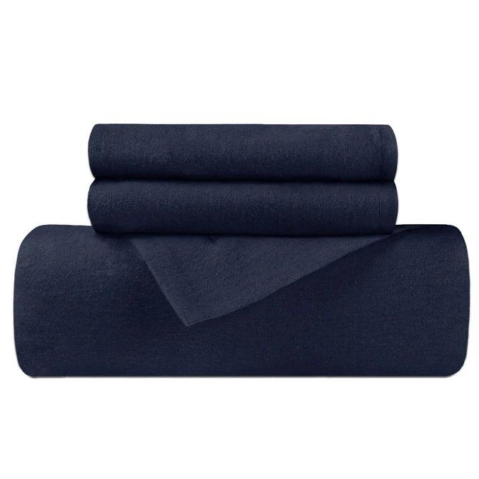 Cotton Flannel Solid Duvet Cover Set with Button Closure