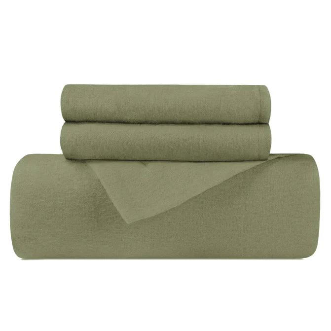 Cotton Flannel Solid Duvet Cover Set with Button Closure