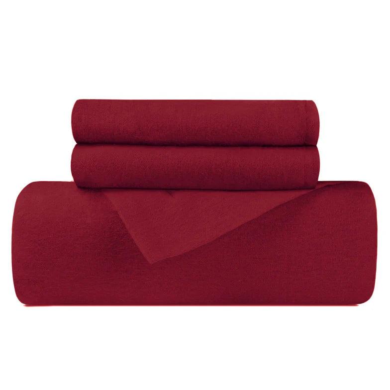 Cotton Flannel Solid Duvet Cover Set with Button Closure