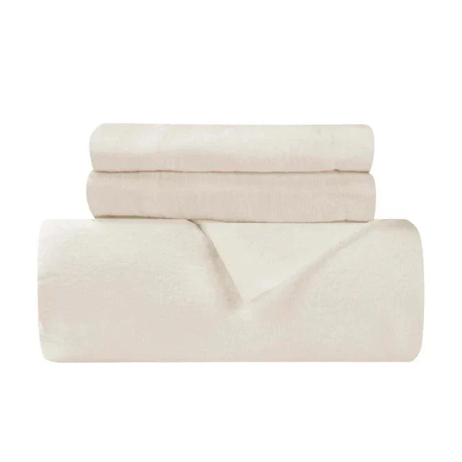 Cotton Flannel Solid Duvet Cover Set with Button Closure