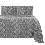 Cotton Flannel Solid Trellis Duvet Cover Set with Button Closure